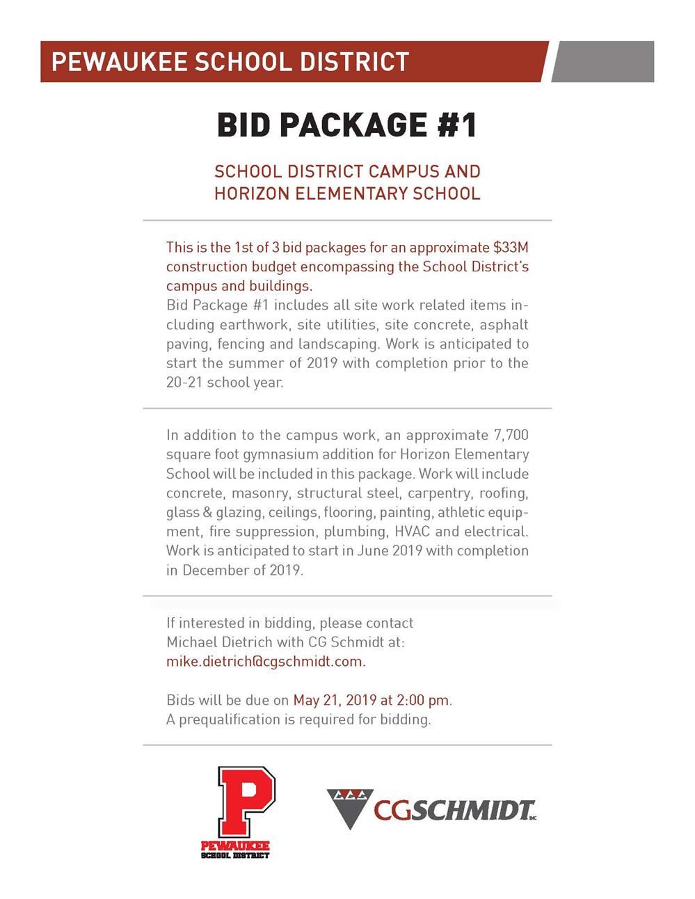 Pewaukee School District Bid Package #1